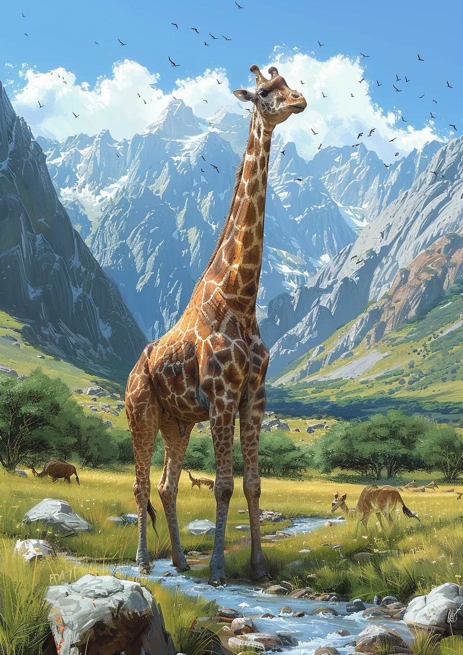 Metal Poster 29.7cm x 42cm Frenchiart valley Animal terrestre Faune Animale terrestre Wildlife Animali selvatici Terrestrial animal Fauna Tierwelt Vertébré Vertebrato Vertebrate Vertebrado Wirbeltier Nuage Nuvola Wolke Nube Cloud Mountain range Chaîne de montagnes Gebirge Catena montuosa Hill Colline Colina Hügel Collina Vallée Valle Schlucht Nature reserve Réserve naturelle Reserva natural Naturschutzgebiet Riserva naturale Giraffids Giraffe Girafe Jirafas Jirafa Giraffidi Giraffa Cordillón Terrestrisches Tier Giraffides Thumbnail 1