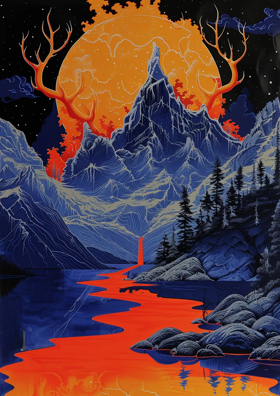 Metal Poster 29.7cm x 42cm Frenchiart orange illustration Paint Malen Arancia Modern art Arte moderno Art moderne Arte moderna Naranja Pintar Colore Peinture Visual arts Arti visive Graphique Bildende Kunst Arts visuels Grafica Artes visuales Grafik Gráficos Graphics Conception graphique Graphic design Diseño gráfico Grafikdesign Ilustración Illustrazione Painting Pittura Malerei Cuadro Cielo rosso al mattino Roter Himmel am Morgen Red sky at morning Winter Hiver Invierno Inverno Ciel rouge le matin Cielo rojo en la mañana Thumbnail 1