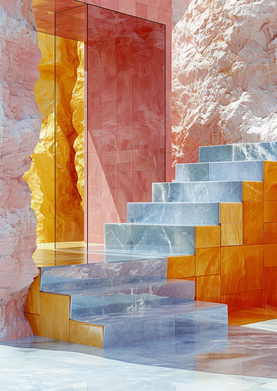 Metal Poster 29.7cm x 42cm Frenchiart orange tile design Paint Malen Arancia Modern art Arte moderno Art moderne Arte moderna Naranja Pintar Colore Peinture Progetto Diseño Conception Natural material Matériau naturel Material natural Materiale naturale Natürliches Material Tuile Teja Fliese Piastrella Marble Marbre Mármol Marmor Marmo Thumbnail 1