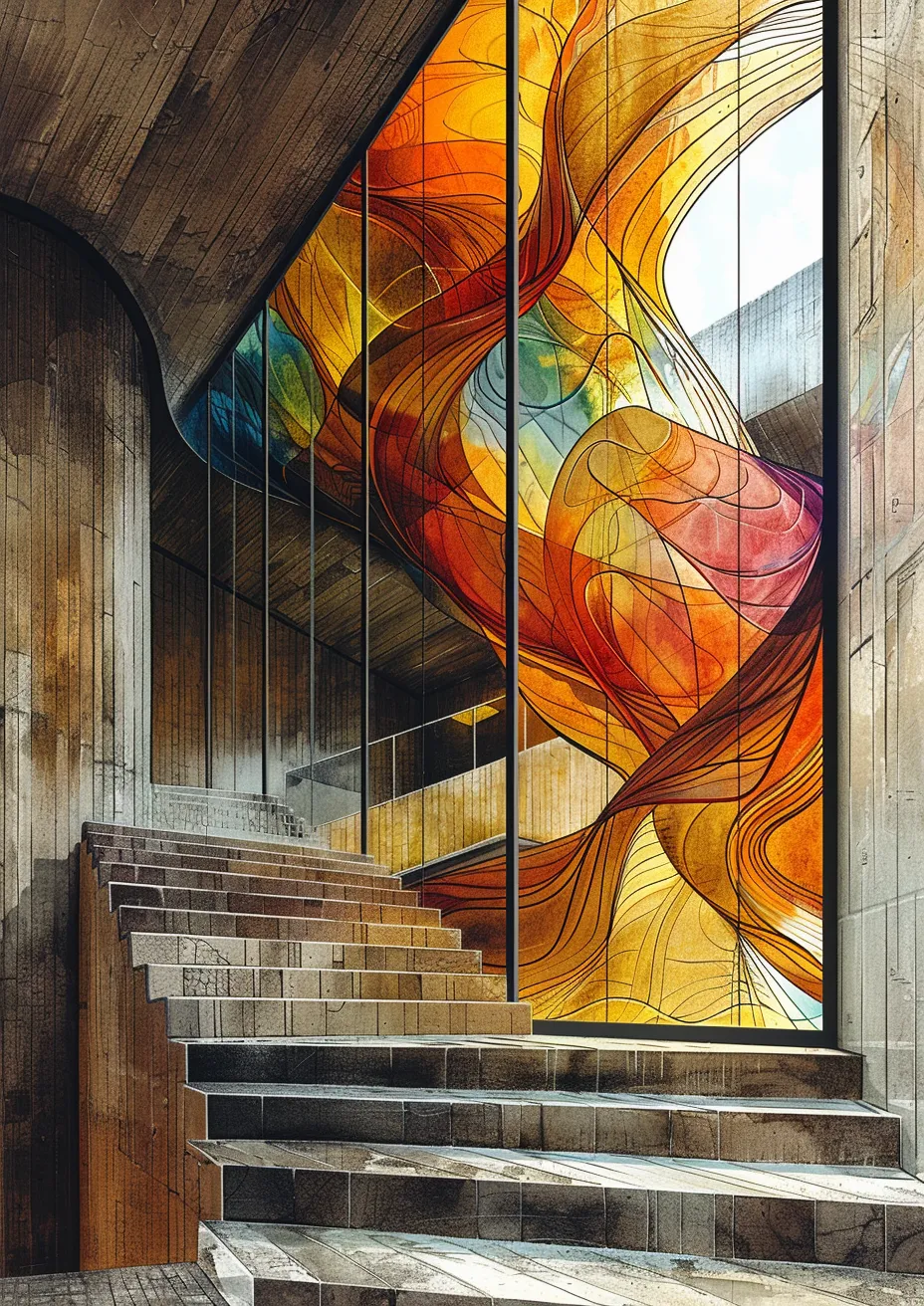 Metal Poster 29.7cm x 42cm Frenchiart orange yellow scale art design Paint Malen Arancia Modern art Arte moderno Art moderne Arte moderna Naranja Pintar Colore Peinture Gelb Amarillo Progetto Jaune Diseño Visual arts Arti visive Graphique Bildende Kunst Arts visuels Grafica Giallo Artes visuales Grafik Gráficos Graphics Conception Arte Kunst Wood stain Stairs Escaliers Escaleras Treppe Teinture à la bois Macchia di legno Mancha de madera Holzfleck Thumbnail 1