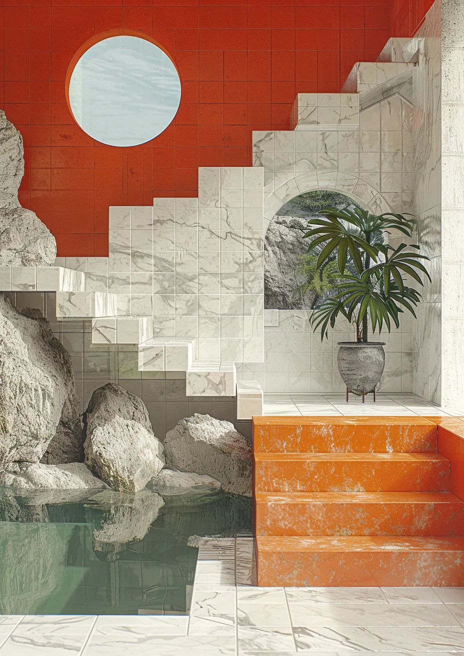 Metal Poster 29.7cm x 42cm Frenchiart orange tile scale design Still life photography Photographie de nature morte Arancia Modern art Arte moderno Art moderne Arte moderna Naranja Progetto Diseño Conception Natural material Matériau naturel Material natural Materiale naturale Natürliches Material Tuile Teja Fliese Piastrella Stairs Escaliers Escaleras Treppe Fotografía de la vida muerta Stilllebensfotografie Fotografia di Still Life Thumbnail 1