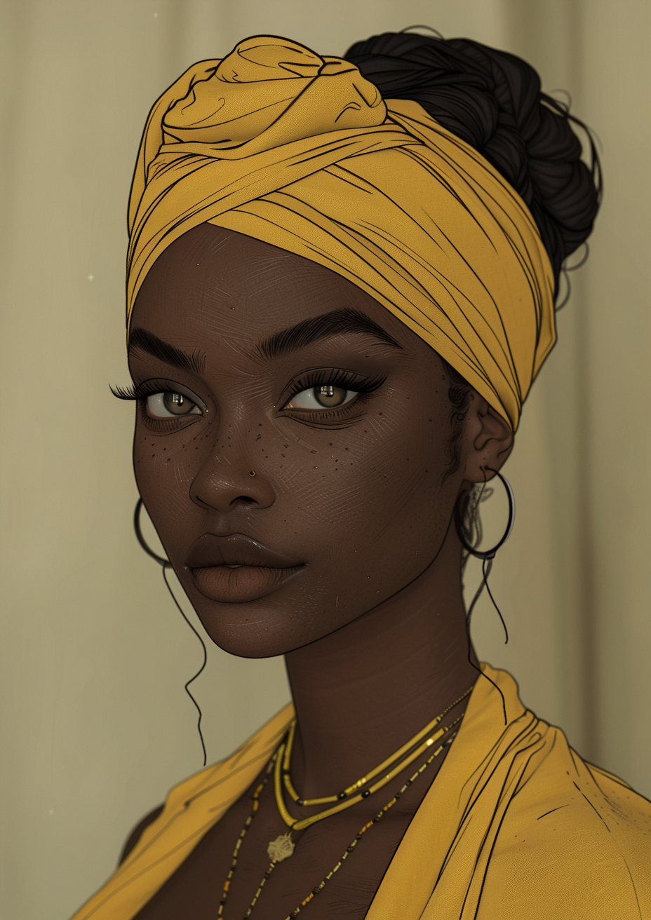 Metal Poster 29.7cm x 42cm Frenchiart portrait illustration Paint Malen Pintar Colore Peinture Ilustración Illustrazione Pintura de acuarela Pittura ad acquerello Aquarellmalerei Watercolor painting Painting Pittura Malerei Cuadro Retrato Porträt Ritratto Ilustración de moda Illustrazione di moda Fashion illustration Pendiente Ohrring Boucle Orecchino Earring No expression Aucune expression Sin expresión Kein Ausdruck Nessuna espressione Foulard Turban Turbante Kerchief Pañuelo Kopftuch Illustration de la mode Peinture aquarelle Mode -Illustration Thumbnail 1