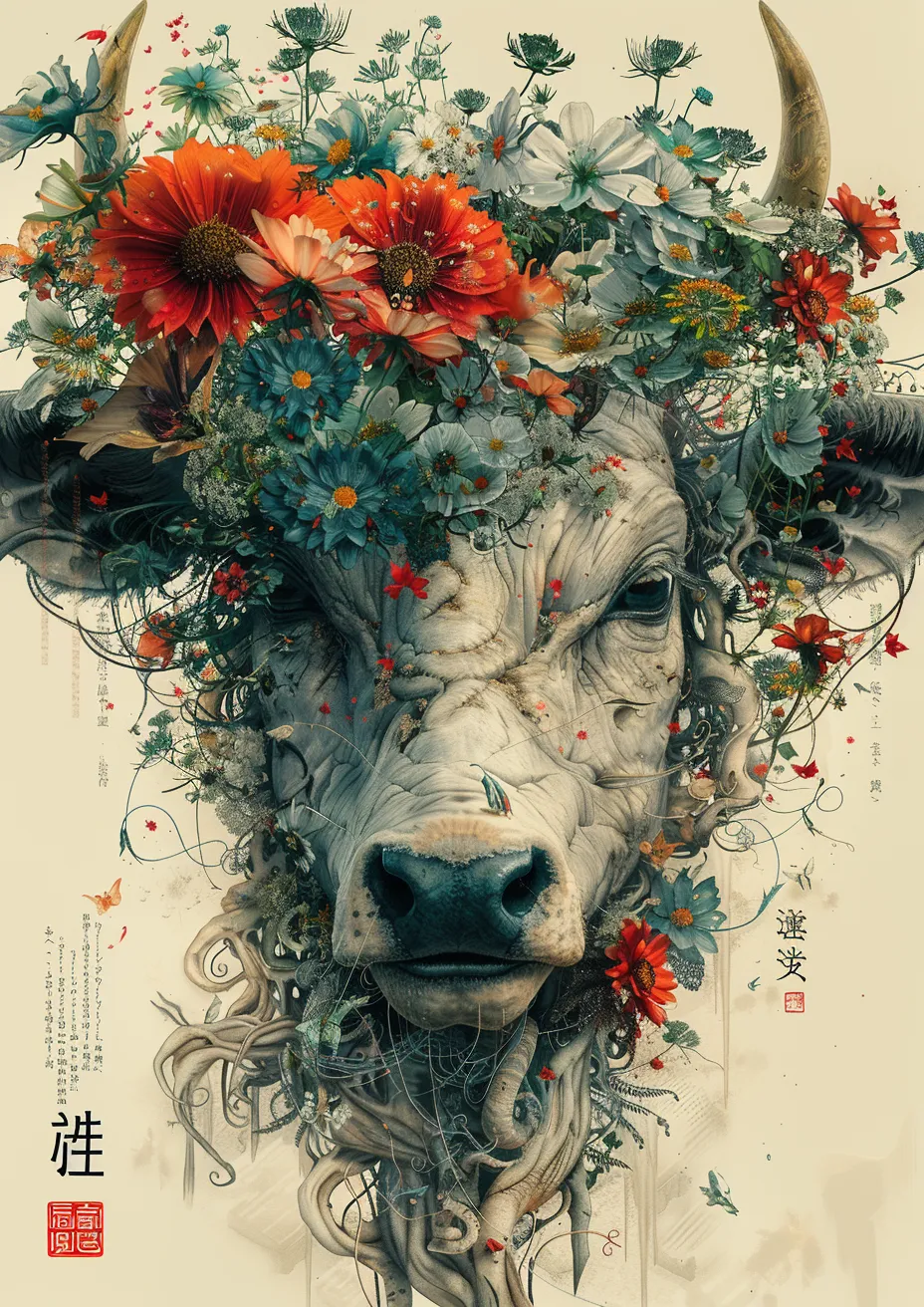 Metal Poster 29.7cm x 42cm Frenchiart ox bull horn Vieh Livestock Bétail Ganado Bestiame Corne Bocina Corno Toro Bovinae Bœuf Taureau Buey Stier Ochse Bue
