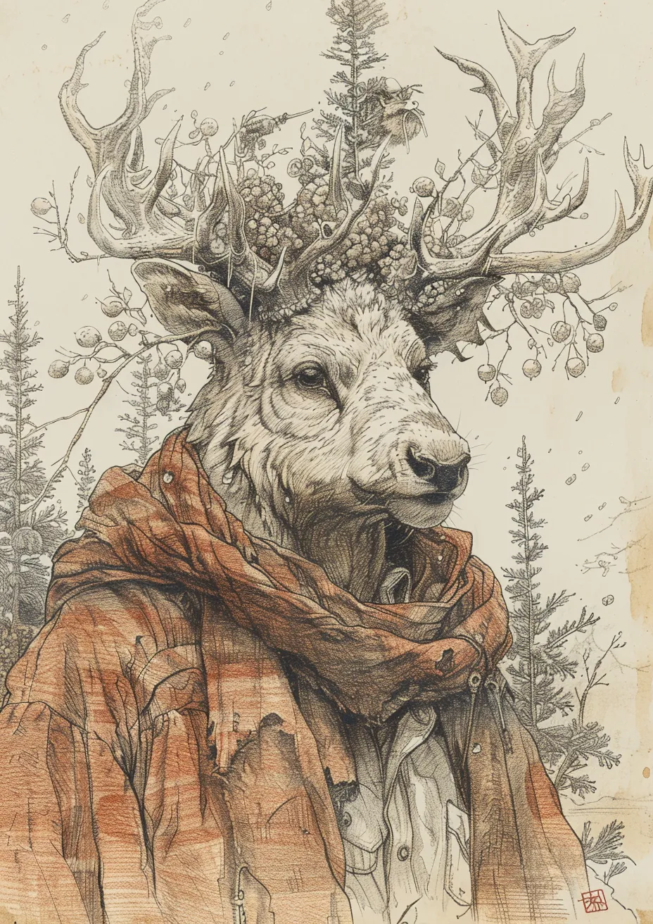 Metal Poster 29.7cm x 42cm Frenchiart fur horn illustration Faune Wildlife Animali selvatici Fauna Tierwelt Snout Hocico Schnauze Muso Museau Ilustración Illustrazione Fell Pelo Pelliccia Fourrure Antler Deer Reindeer Ramure Corne Cerf Renne Cuerno Bocina Ciervo Reno Geweih Reh Ren Corna Corno Cervo Renna Elk Wapiti Alce Elch