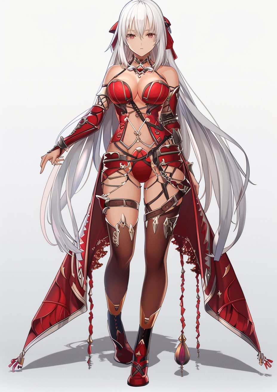 Metal Poster 29.7cm x 42cm Frenchiart Red anime animation cartoon CG artwork Ilustraciones generadas por computadora Personaggio immaginario Karikatur Personaje ficticio Animazione Animación Fiktiver Charakter Personnage fictif Fumetto CG-Grafik Grafica CG Fictional character Création CG Dessin animé Dibujos animados Costume Kostüm Traje Lange Haare Cheveux longs Cabello largo Long hair Capelli lunghi Rot Rouge Rosso Rojo Muscle Músculo Muskel Muscolo Thigh Cuisse Hermético Oberschenkel Coscia Thumbnail 1