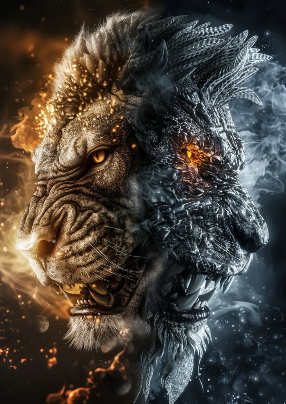 Metal Poster 29.7cm x 42cm Frenchiart lion Animal terrestre Faune Animale terrestre Wildlife Animali selvatici Terrestrial animal Fauna Tierwelt Snout Hocico Schnauze Muso Museau Carnívoros Felidae Carnivores Carnivori Fleischfresser Tooth Zahn Diente Dent Dente Panthera Löwe Pantera León Leone Fang Croc Colmillo Roar Rugir Rugido Brüllen Ruggito Terrestrisches Tier Thumbnail 1