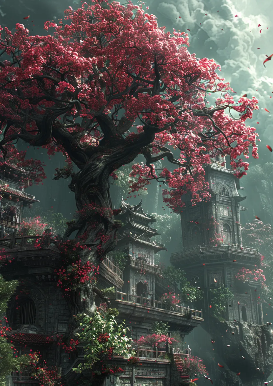 Metal Poster 29.7cm x 42cm Frenchiart Geraniums Geranios Geranien Gerani Chinese architecture Architecture chinoise Arquitectura china Chinesische Architektur Architettura cinese Thumbnail 1