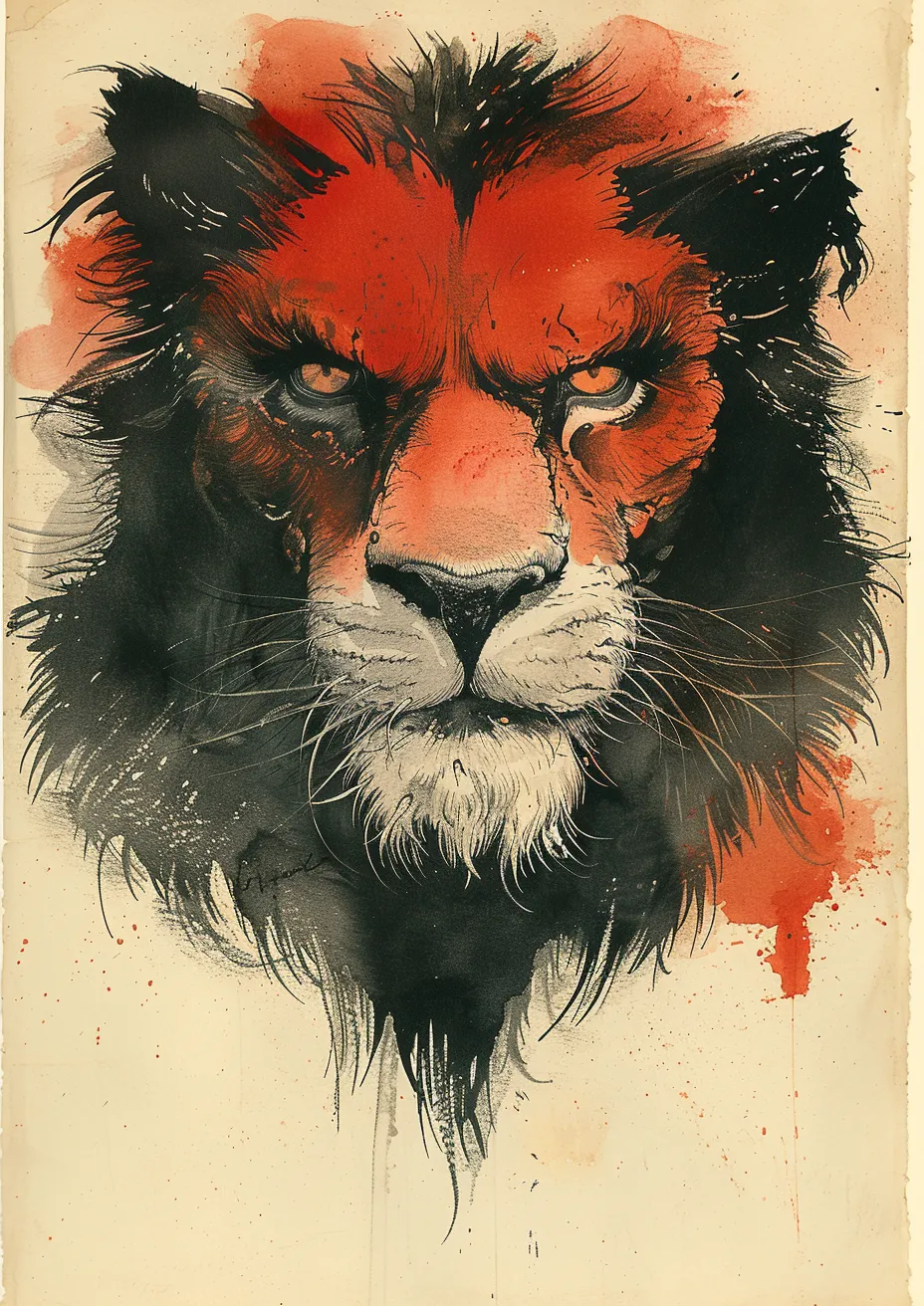 Metal Poster 29.7cm x 42cm Frenchiart lion art illustration Animal terrestre Animale terrestre Terrestrial animal Peinture Snout Visual arts Hocico Arti visive Bildende Kunst Arts visuels Schnauze Artes visuales Muso Museau Felidae Ilustración Illustrazione Disegno Drawing Dessin Zeichnung Dibujo Painting Arte Pittura Malerei Cuadro Kunst Panthera Löwe Pantera León Leone Terrestrisches Tier Thumbnail 1