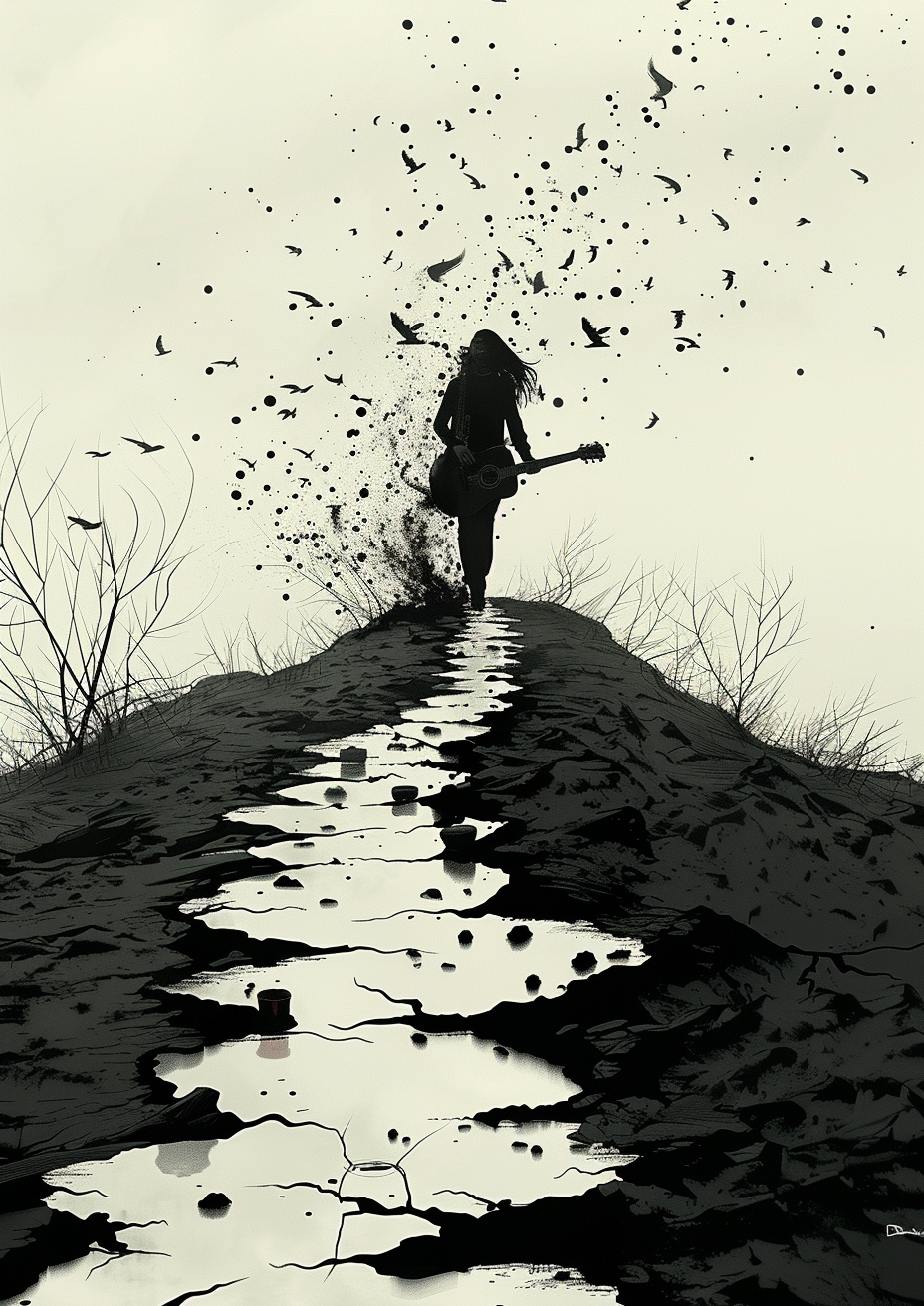 Metal Poster 29.7cm x 42cm Frenchiart walking Black and white In bianco e nero Schwarz und Weiß Fotografia monocromatica Monochrome photography Noir et blanc Photographie monochrome Monochrome Fotografie En blanco y negro Monocromo Monochrome Einfarbig Viento Wind Vent Vento Gehen A piedi Caminando Marche Silhouette Silueta Thumbnail 1