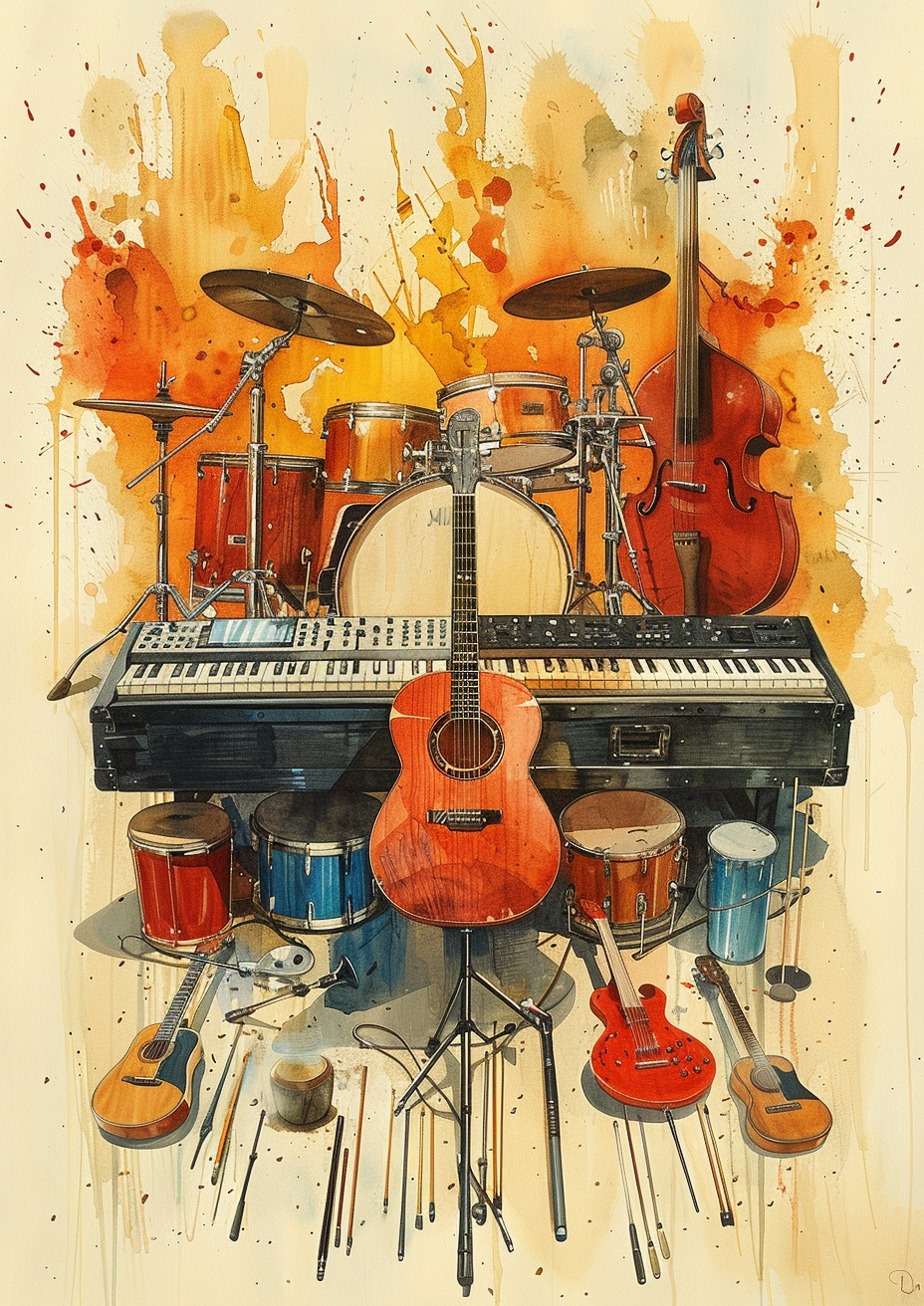 Metal Poster 29.7cm x 42cm Frenchiart keyboard guitar Music String instrument Chordophone Musical instrument Instrument à cordes Cordophone Instrument de musique Musique Instrumento de cuerda Cordófono Instrumento musical Música Saiteninstrument Chordophon Musikinstrument Musik Strumento a corda Strumento musicale Clavier Teclado Tastatur Tastiera Plucked string instrument Instrument à cordes pincées Instrumento de cuerda pulsada Zupfinstrument Strumento a corde pizzicate Guitare Guitarra Gitarre Chitarra Drums Membranophone Percussion Batterie Batería Membranófono Percusión Schlagzeug Membranophon Batteria Percussione Thumbnail 1