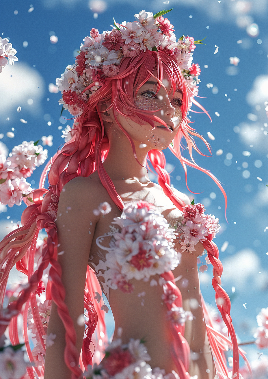 Metal Poster 29.7cm x 42cm Frenchiart Red beauty Pink Rose Rosa Petal Pétale Pétalo Blütenblatt CG artwork Ilustraciones generadas por computadora Personaggio immaginario Personaje ficticio Fiktiver Charakter Personnage fictif CG-Grafik Grafica CG Fictional character Création CG Bellezza Beauté Belleza Schönheit Lange Haare Cheveux longs Cabello largo Long hair Capelli lunghi Rot Rouge Rosso Rojo Cheveux roux Cabello rojo Capelli rossi Rote Haare Red hair People in nature Les gens dans la nature La gente en la naturaleza Menschen in der Natur Persone nella natura Spring Printemps Primavera Frühling Thumbnail 1