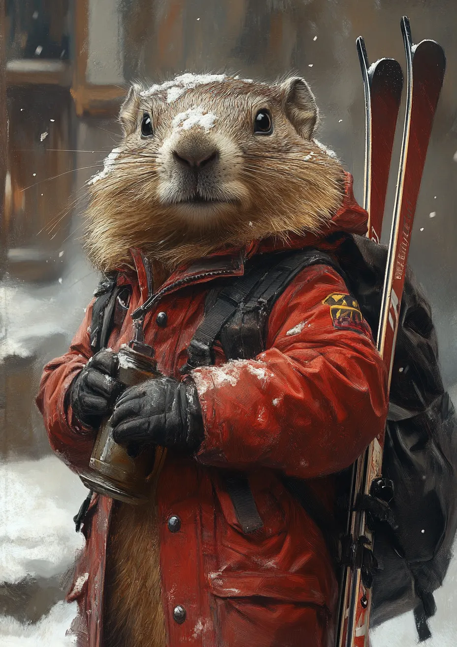 Metal Poster 29.7cm x 42cm Frenchiart sombrero squirrel hat marmot beaver Rongeur Roditore Roedor Nagetier Rodent Chapeau Hut Cappello Glove Gant Guante Handschuh Guanto Winter Hiver Invierno Inverno Gopher Groundhog Écureuil Marmotte Ardilla Ardilla de tierra Marmota Eichhörnchen Murmeltier Scoiattolo Marmotta Castor Biber Castoro Groundhog Day Le jour de la marmotte Día de la marmota Und täglich grüßt das Murmeltier Giorno della marmotta Thumbnail 1