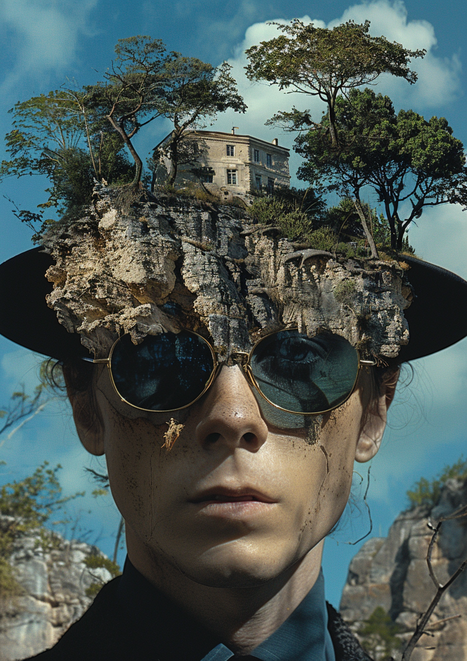 Metal Poster 29.7cm x 42cm Frenchiart mask wig alp tie suit sunglasses bow sunglass cowboy hat coral reef military uniform Music 220728 Thumbnail 1