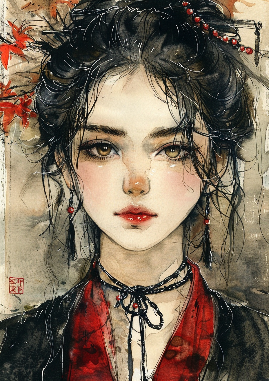 Metal Poster 29.7cm x 42cm Frenchiart portrait CG artwork Ilustraciones generadas por computadora Pintura de acuarela CG-Grafik Pittura ad acquerello Grafica CG Création CG Aquarellmalerei Watercolor painting Peinture à l'aquarelle Retrato Porträt Ritratto Modeillustration Ilustración de moda Illustrazione di moda Fashion illustration Illustration de mode Acconciatura Frisur Hairstyle Coiffure Peinado Pendiente Ohrring Boucle Orecchino Earring Goth subculture Gothic fashion Sous-culture gothique La mode gothique Subcultura gótica Moda gótica Gothic-Subkultur Gothic-Mode Sottocultura gotica Thumbnail 1